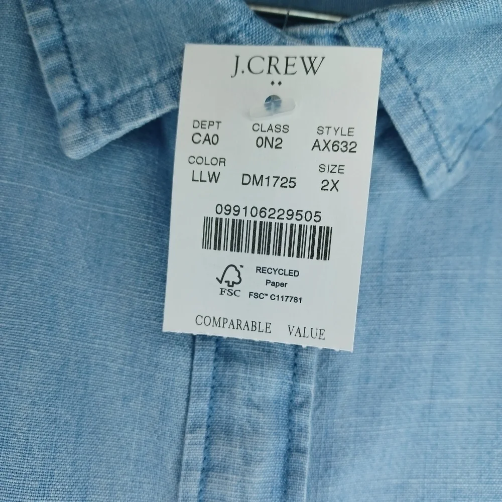J.Crew Factory Women's Chambray Button-Down Classic Preppy Sleeveless Top NWT